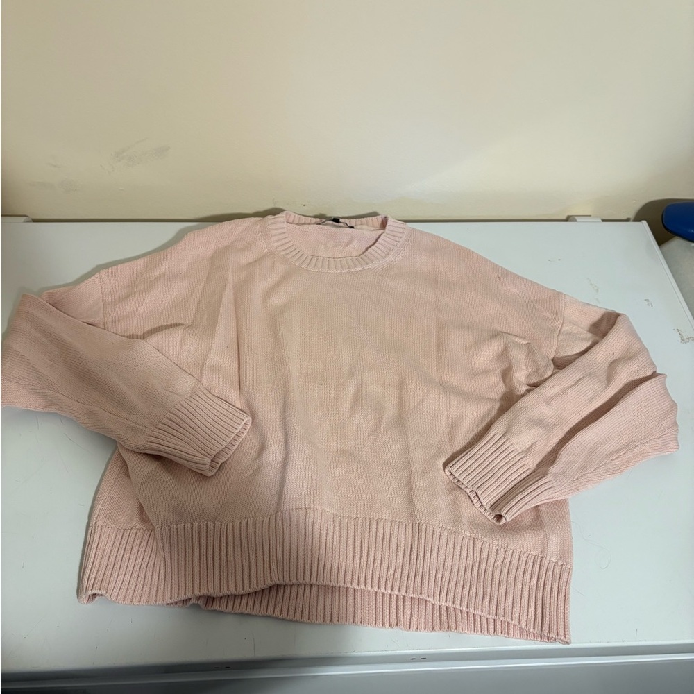 quince 100% cotton sweater heavyweight pink EUC